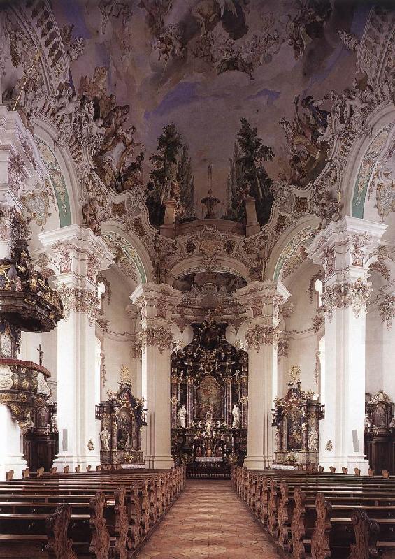 Interior with ceiling fresco, ZIMMERMANN  Johann Baptist